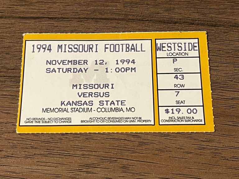 VTG FOOTBALL TICKET MIZZOU TIGERS MU V. KANSAS STATE K-STATE WILDCATS 11/12 1994