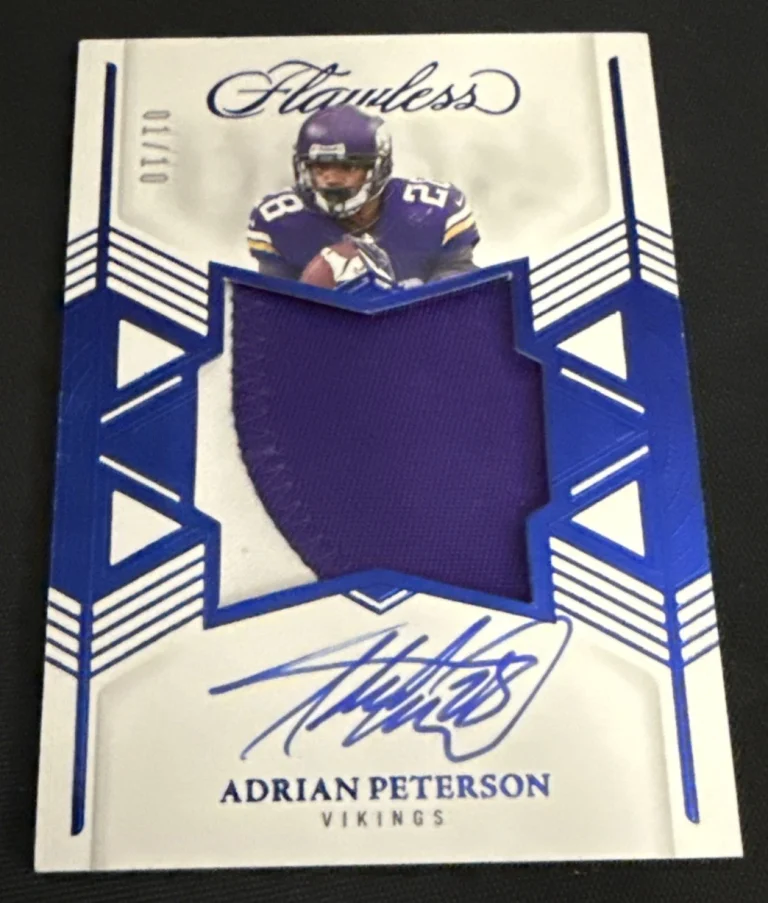 ADRIAN PETERSON-2025 Flawless (#1/10) Sapphire JUMBO 2-COLOR PATCH JERSEY/AUTO