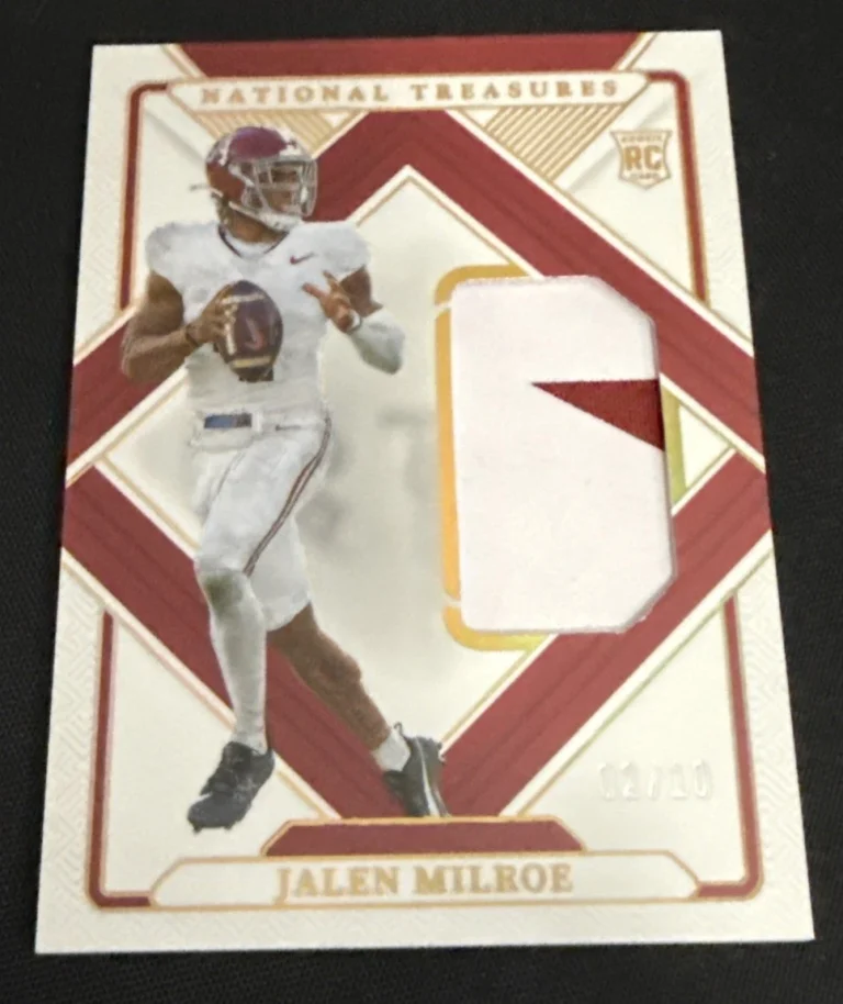 2025 National Treasures Jalen Milroe Potential Treasured Threads Patch #/10