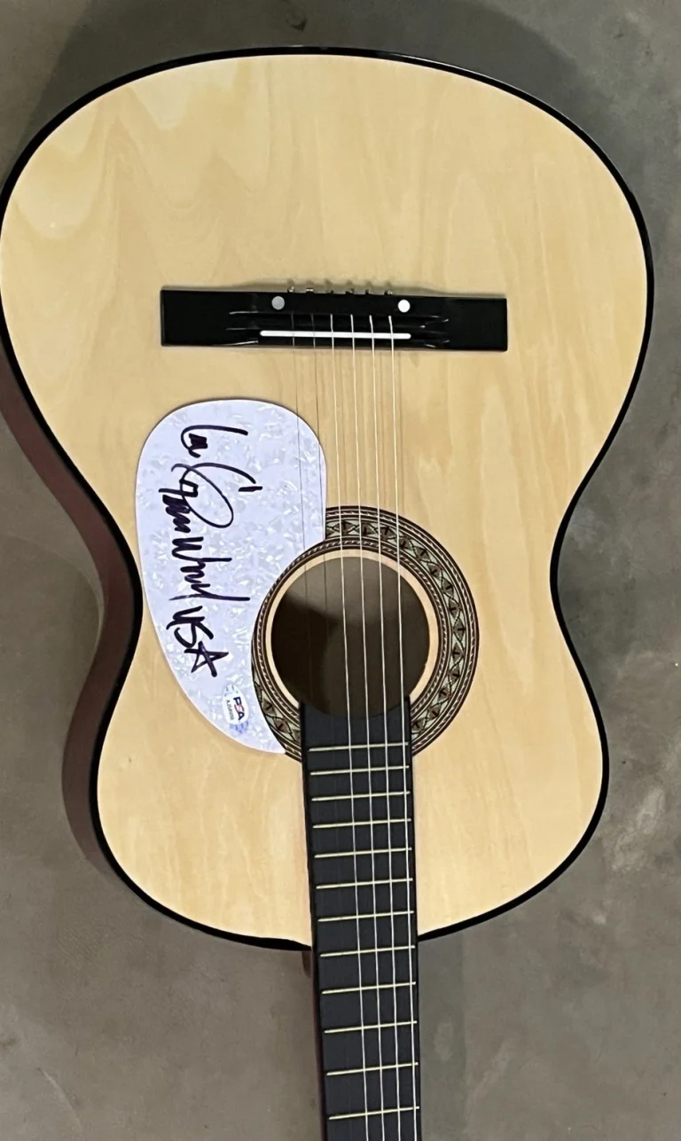 COUNTRY STAR LEE GREENWOOD SIGNED AUTOGRAPHED GUITAR  PSA CERTIFIED GOD BLESS US