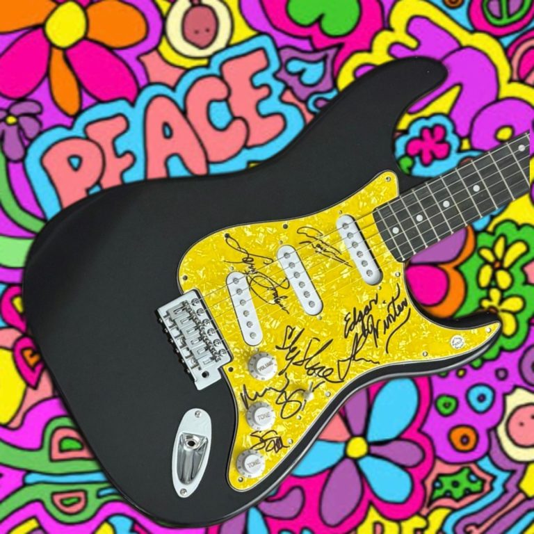 GFA Rare x7 Various Artists  * WOODSTOCK '69 *  Signed Electric Guitar PROOF COA