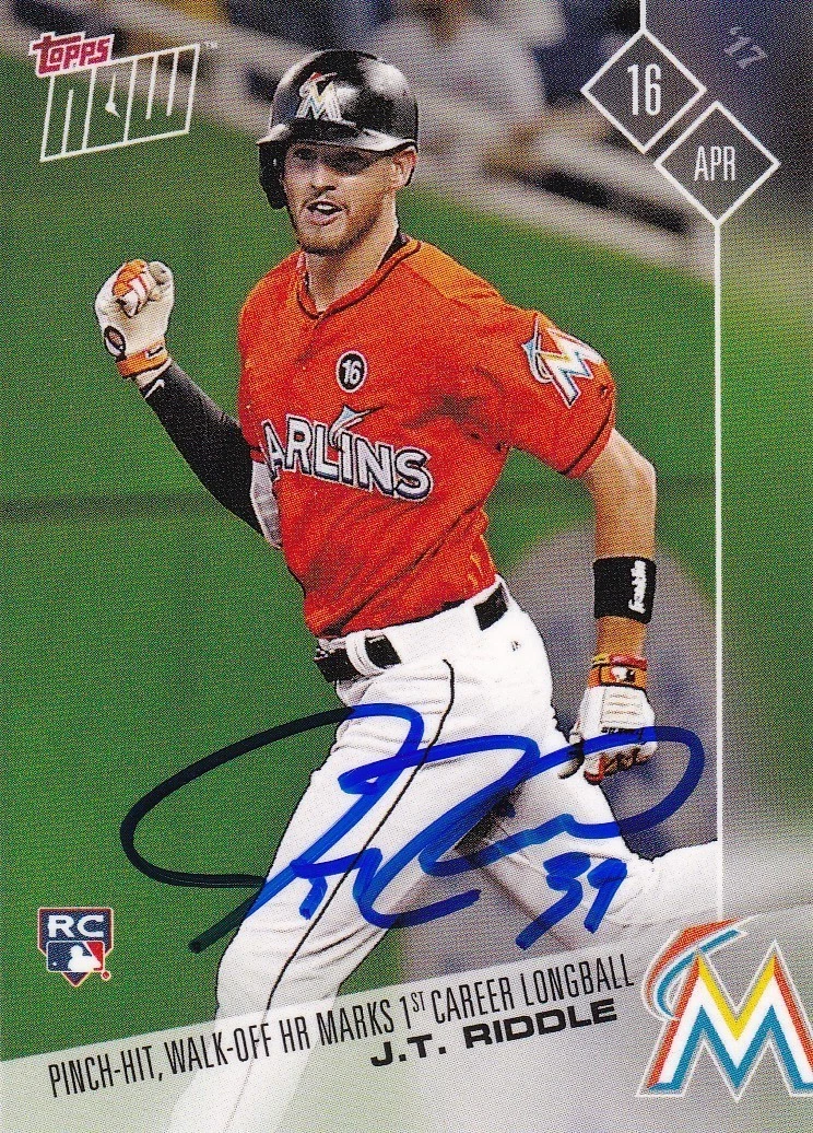 J.T. RIDDLE  MIAMI MARLINS   2017 TOPPS NOW (RARE)  SIGNED CARD