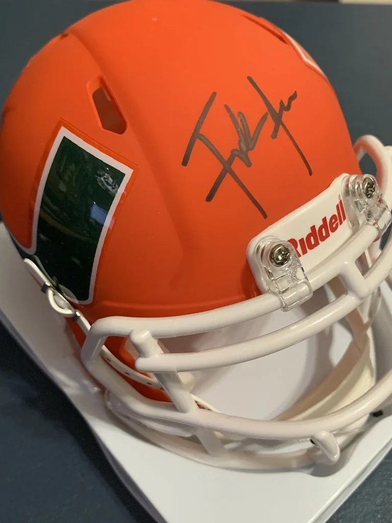 FRANK GORE  MIAMI HURRICANES  AMP SIGNED MINI HELMET