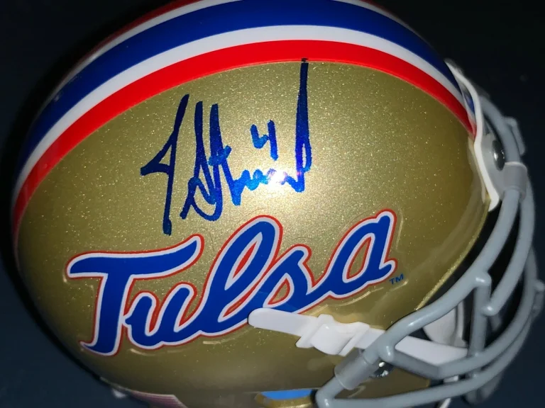 JASON STAUROVSKY TULSA GOLDEN HURRICANES  SIGNED SCHUTT MINI HELMET