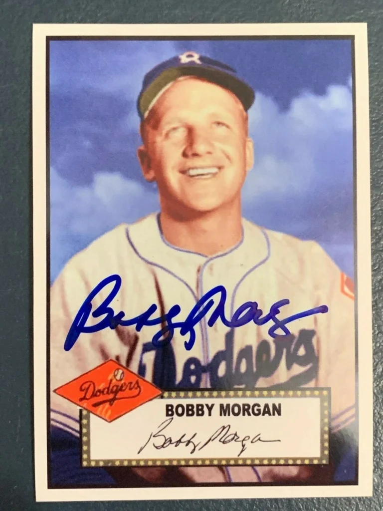 BOBBY MORGAN  BROOKLYN DODGERS   SIGNED 1952 STYLE CUSTOM CARD