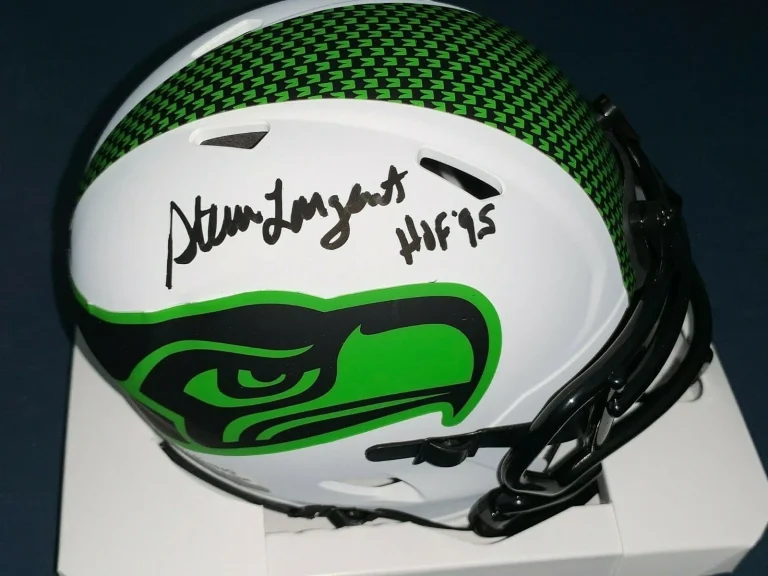STEVE LARGENT SEATTLE SEAHAWKS  HOF 95  JSA LUNAR ECLIPSE SIGNED MINI HELMET