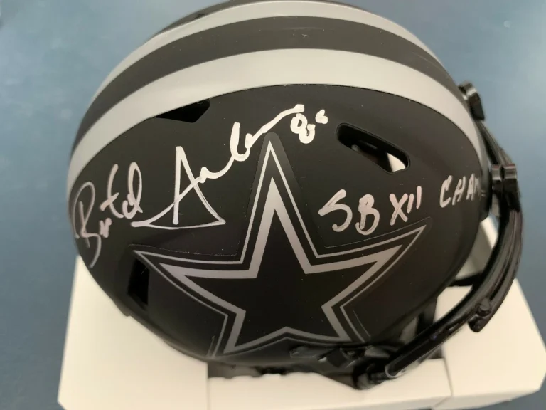 BUTCH JOHNSON  DALLAS COWBOYS SB XII CHAMPS  ECLIPSE JSA SIGNED MINI HELMET