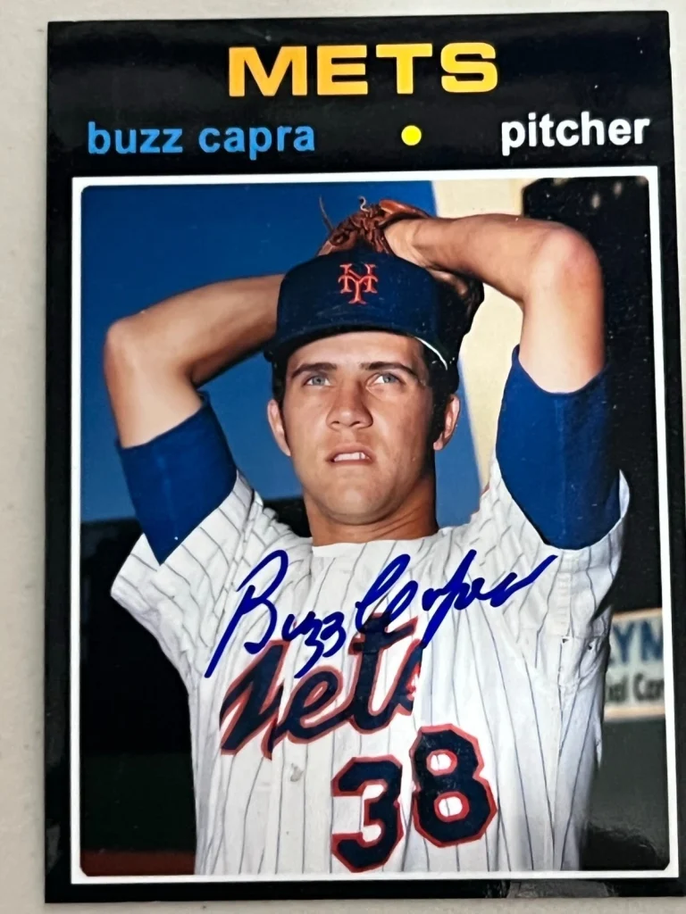 BUZZ CAPRA  NEW YORK METS  SIGNED 1971  STYLE CUSTOM CARD