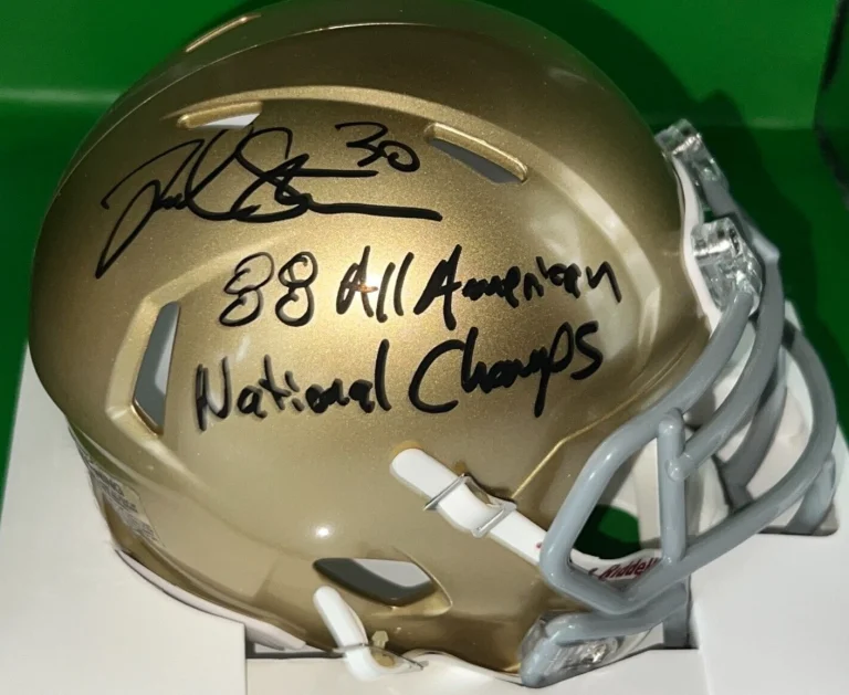 FRANK STAMS NOTRE DAME FIGHTING IRISH 88 NAT'L CHAMP  SIGNED RIDDELL MINI HELMET