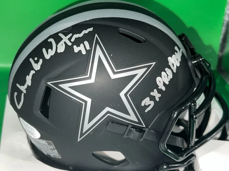 CHARLIE WATERS DALLAS COWBOYS 3 X PRO BOWL  ECLIPSE  JSA SIGNED MINI HELMET