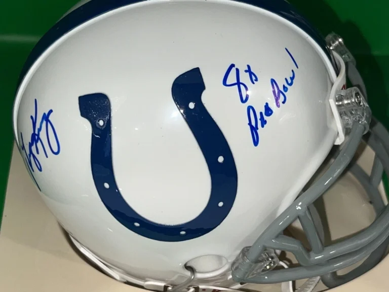 GEORGE KUNZ  BALTIMORE COLTS  8 X PRO BOWL  SIGNED MINI HELMET