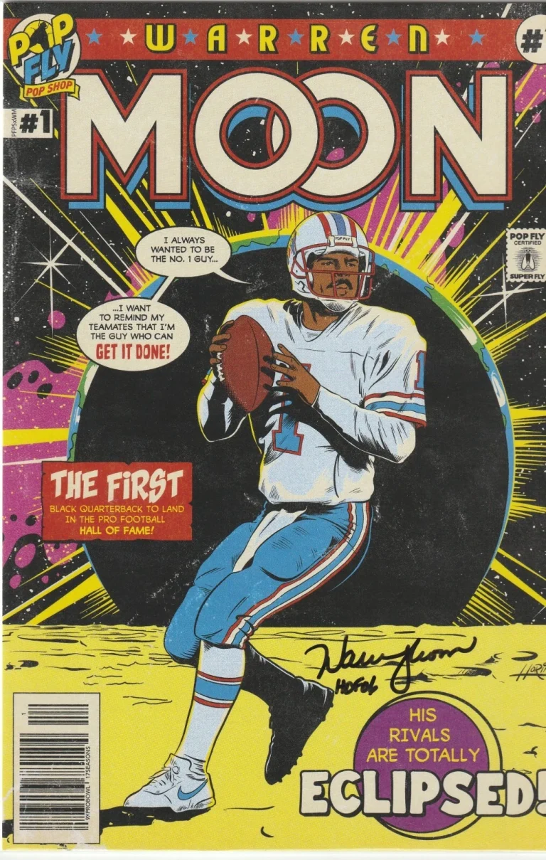 WARREN MOON  HOUSTON OILERS HOF 06  SIGNED  MOON  #10 POP FLY ART #149/340