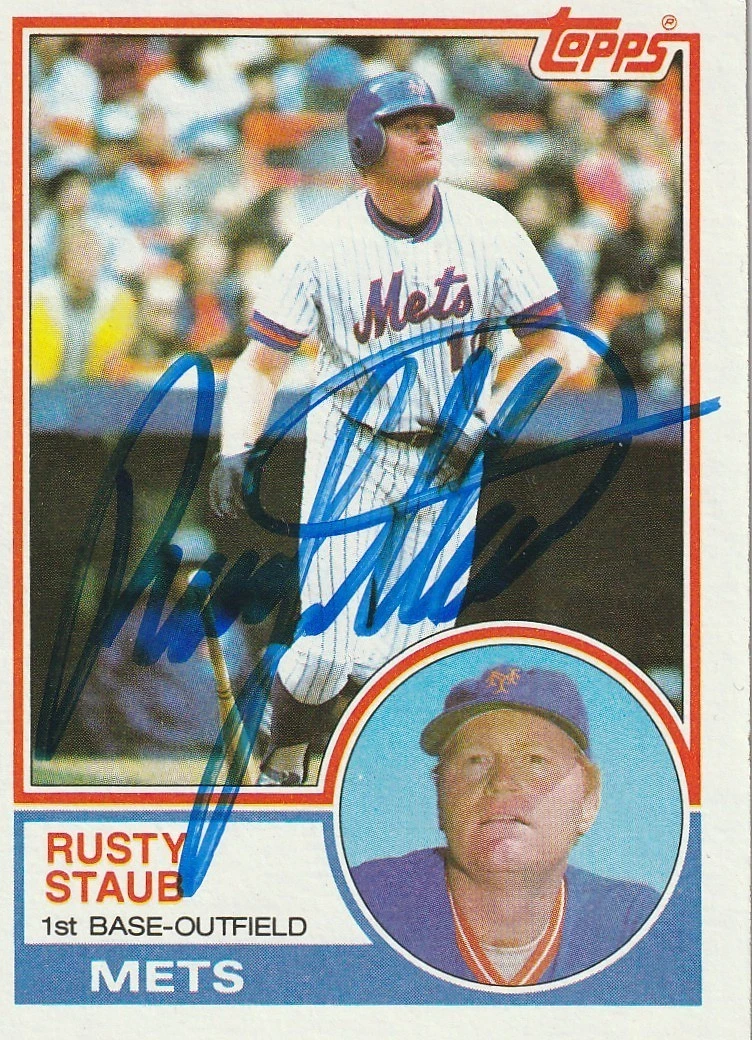 RUSTY STAUB  NEW YORK METS  SIGNED 1983 TOPPS CARD #740