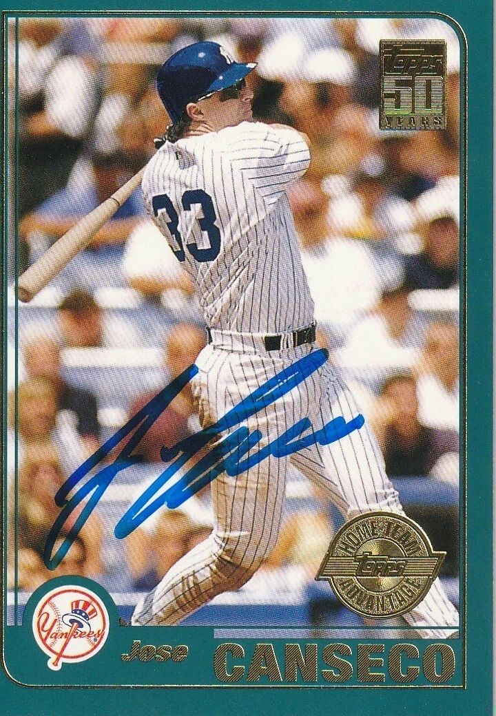 JOSE CANSECO NEW YORK YANKEES  SIGNED 2001 TOPPS CARD #61