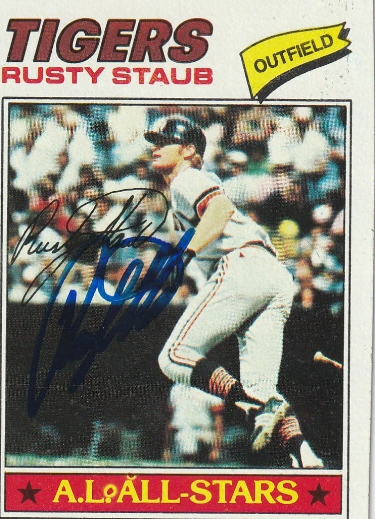 RUSTY STAUB DETROIT TIGERS  SIGNED 1977 TOPPS CARD #420