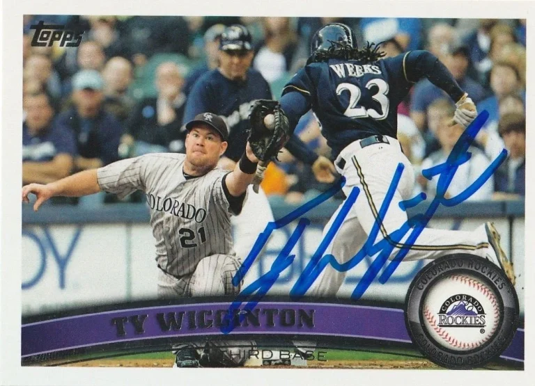 TY WIGGINTON COLORADO ROCKIES 2011 TOPPS CARD #US2 SIGNED