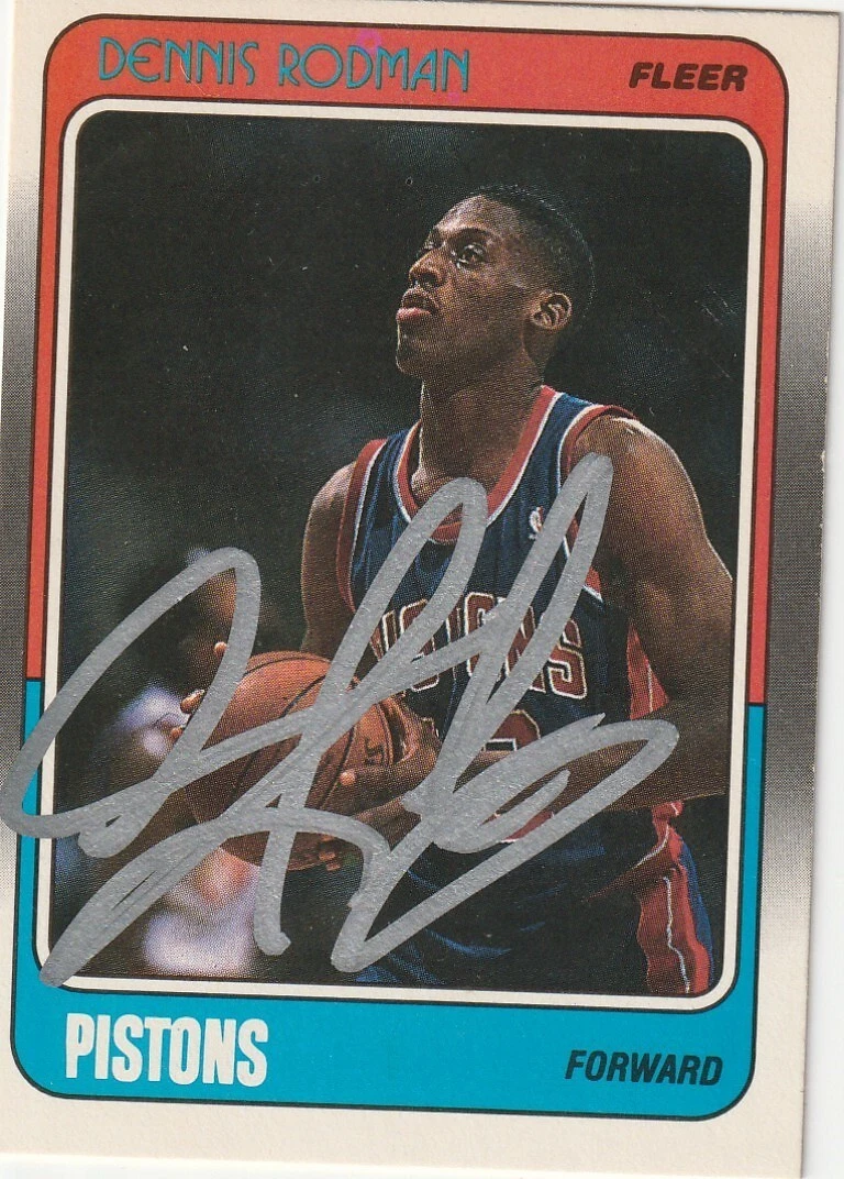 DENNIS RODMAN DETROIT PISTONS SIGNED 1988 FLEER CARD #43
