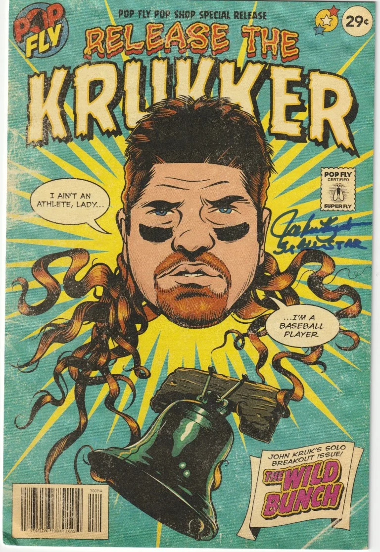 JOHN KRUK PHILADELPHIA PHILLIES SIGNED THE KRUKKER #75 POP FLY ART #180/436