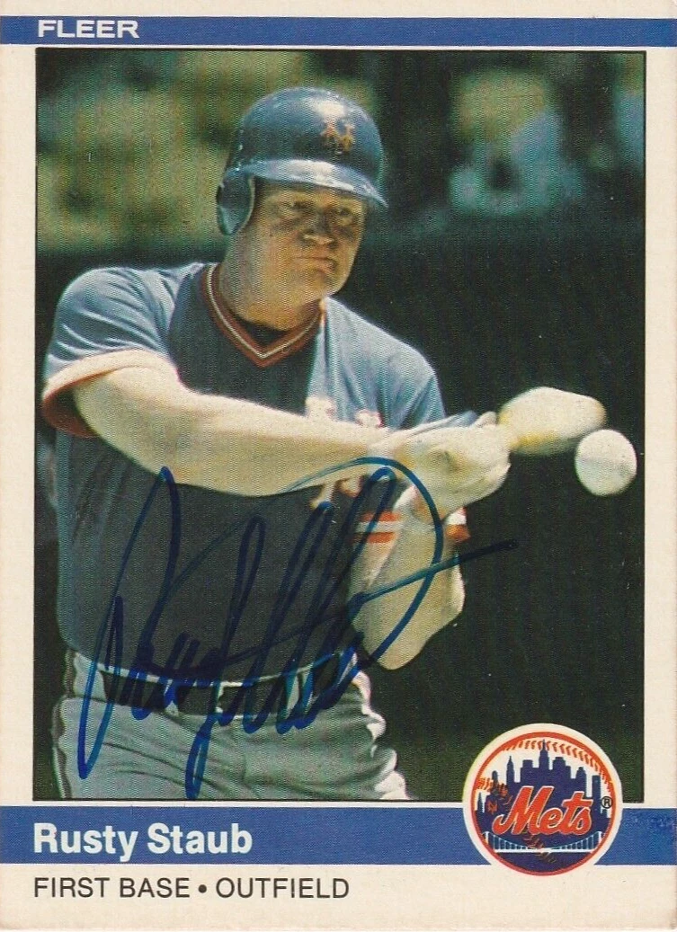 RUSTY STAUB  NEW YORK METS  SIGNED 1984 FLEER CARD #597
