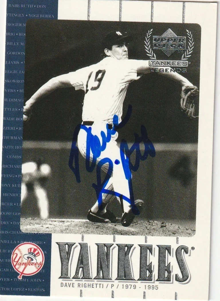 DAVE RIGHETTI NEW YORK YANKEES  SIGNED 2000 FLEER GREATS OF THE GAME CARD #11