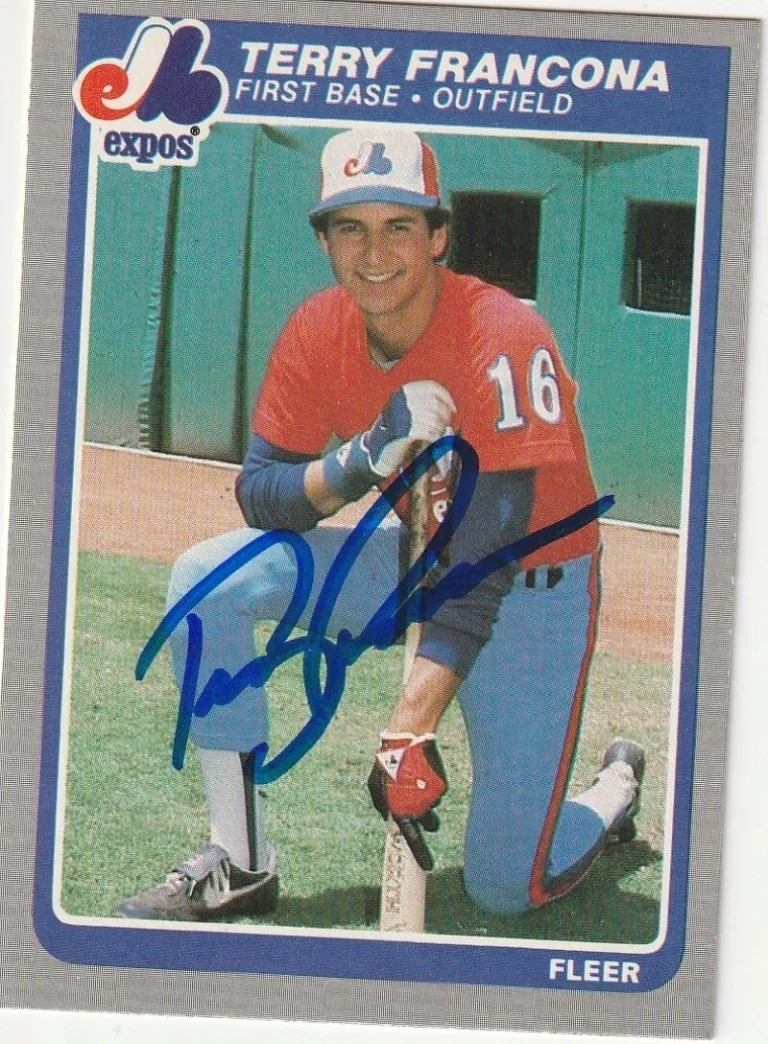 TERRY FRANCONA MONTREAL EXPOS  SIGNED 1985 FLEER CARD #398