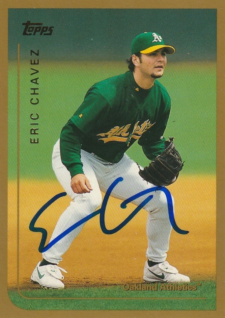 ERIC CHAVEZ OAKLAND A'S  SIGNED 1999 TOPPS CARD #250