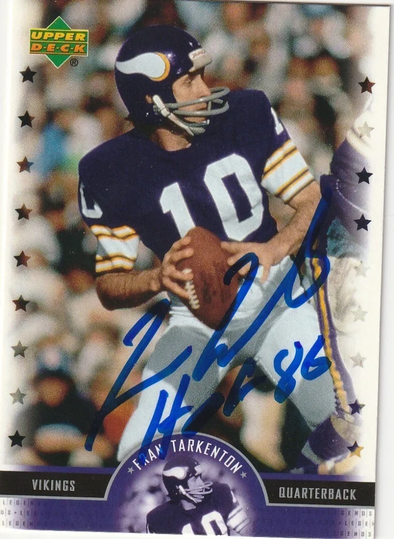 FRAN TARKENTON MINNESOTA VIKINGS HOF 86 SIGNED 2005 UPPER DECK LEGENDS CARD #68