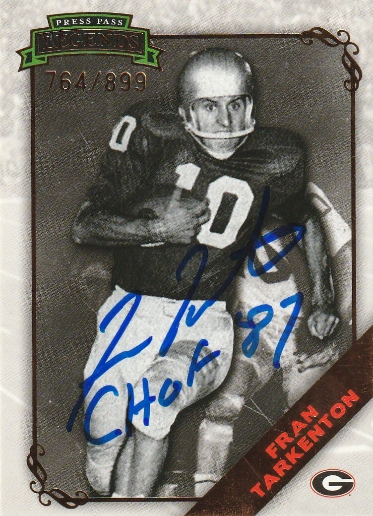 FRAN TARKENTON GEORGIA BULL DOGS  SIGNED 2009 PRESS PASS BRONZE CARD #764/899
