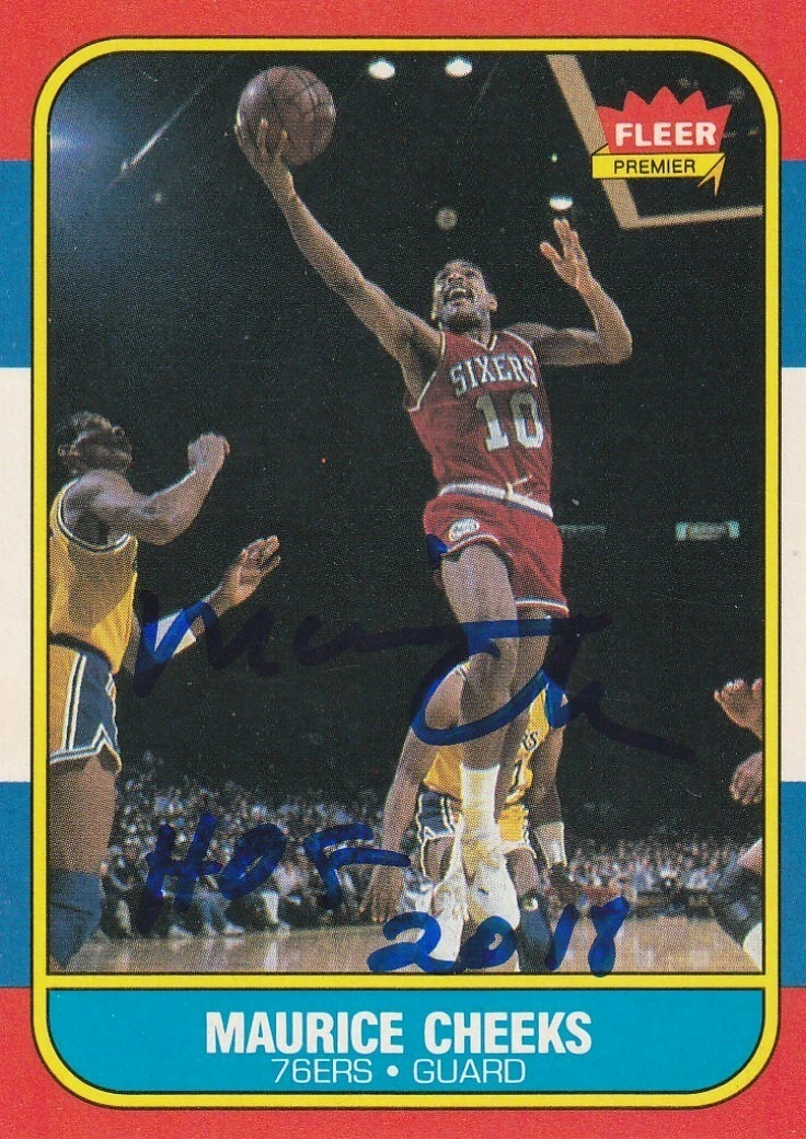 MAURICE CHEEKS PHILADELPHIA 76ERS HOF 2018  SIGNED 1986 FLEER CARD #16