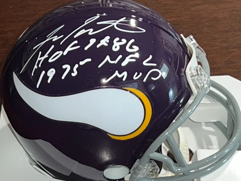 FRAN TARKENTON  MINNESOTA VIKINGS  HOF 1986 / 75 MVP  SIGNED RIDDELL MINI HELMET