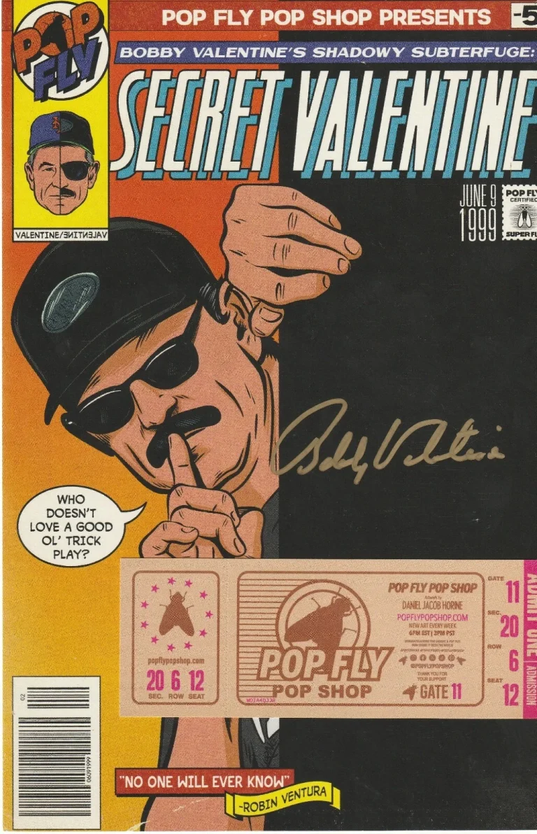 BOBBY VALENTINE NEW YORK METS SIGNED SECRET VALENTINE POP FLY ART #140/277