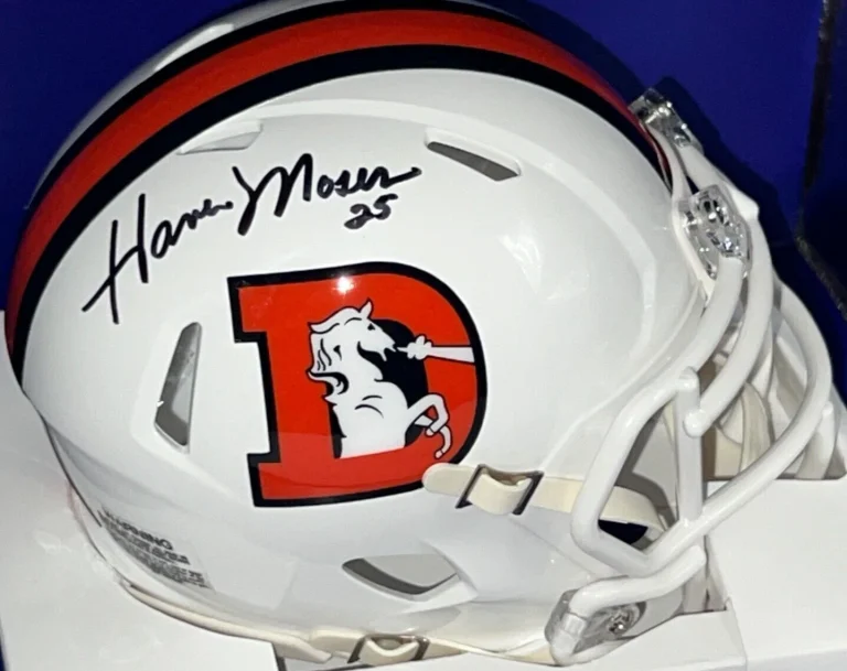 HAVEN MOSES DENVER BRONCOS SIGNED SNOWCAPPED MINI HELMET