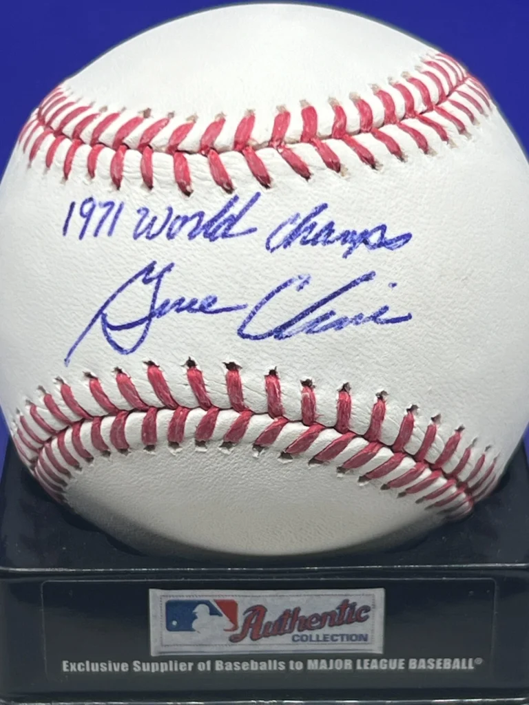 GENE CLINES  PITTSBURGH PIRATES  1971 WORLD CHAMPS  OML BASEBALL