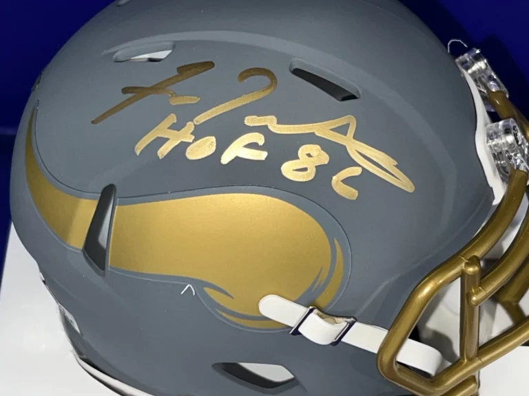 FRAN TARKENTON MINNESOTA VIKINGS HOF 86  SIGNED SLATE RIDDELL MINI HELMET