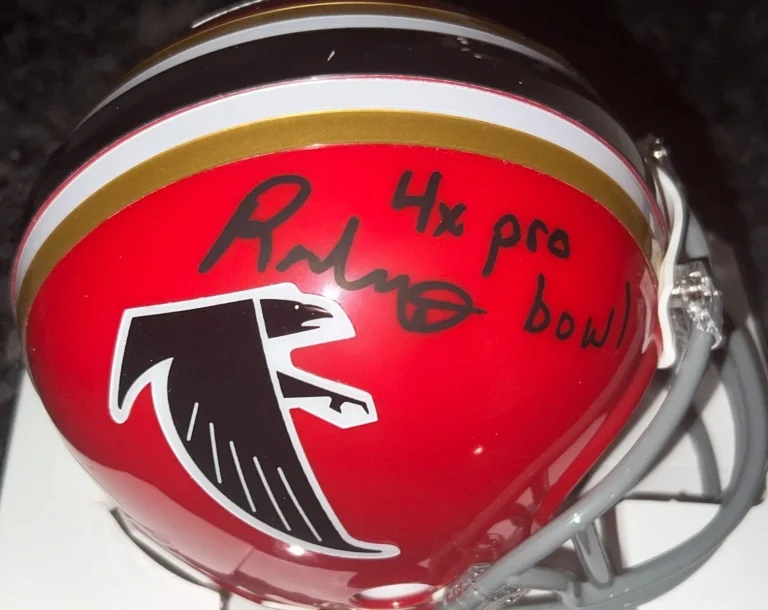 RODDY WHITE ATLANTA FALCONS  4 X PRO BOWL  PSA SIGNED THROWBACK MINI HELMET