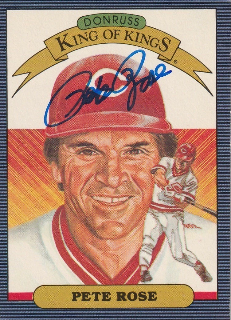 PETE ROSE CINCINNATI REDS  SIGNED 1986 DONRUSS DIAMOND KING CARD #653