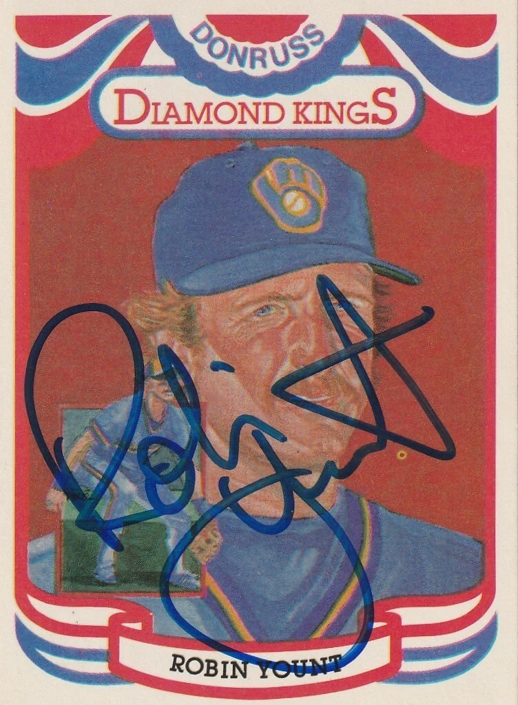 ROBIN YOUNT MILWAUKEE BREWERS  SIGNED 1984 DONRUSS DIAMOND KING CARD #1