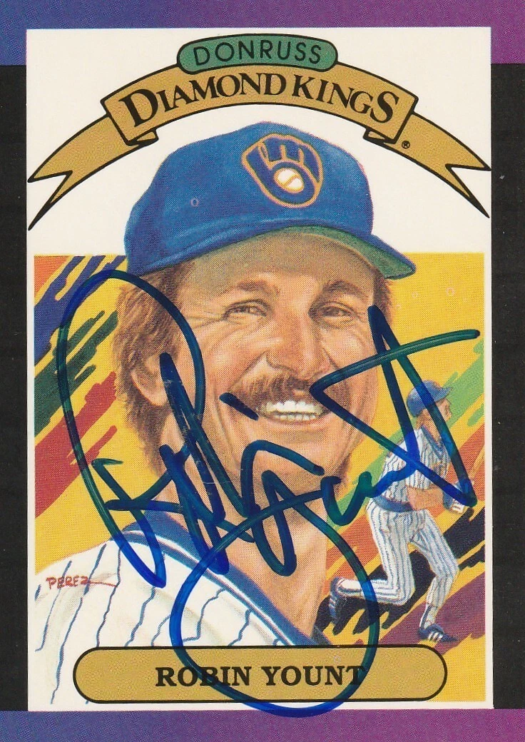 ROBIN YOUNT MILWAUKEE BREWERS  SIGNED 1989 DONRUSS DIAMOND KING CARD #5