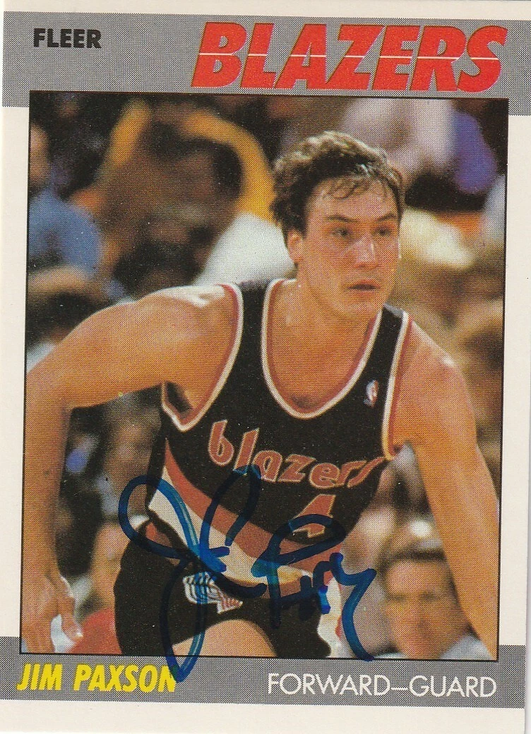 JIM PAXSON PORTLAND TRAIL BLAZERS SIGNED 1987 FLEER CARD #82