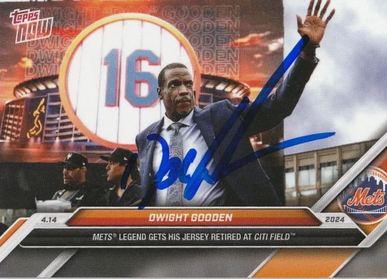 DWIGHT GOODEN NEW YORK METS  SIGNED 2024 TOPPS NOW  JERSEY RETIREMENT 4/14/24