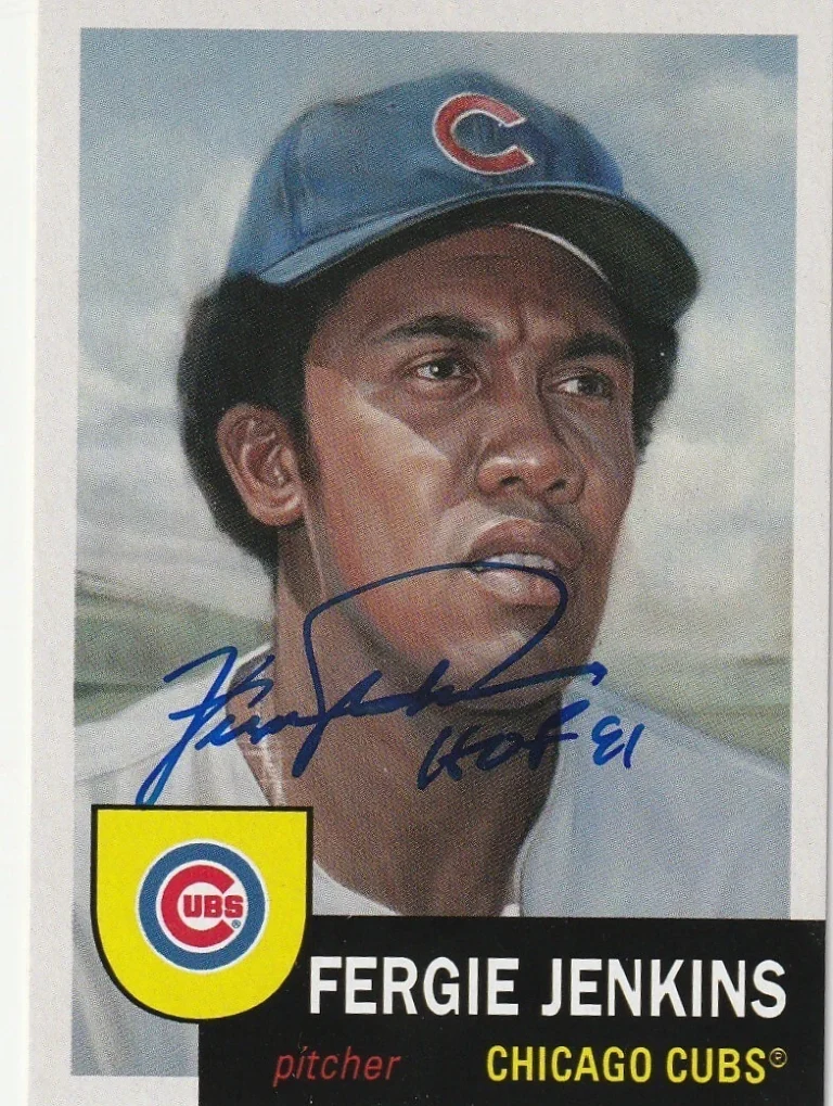 FERGIE JENKINS CHICAGO CUBS SIGNED 2022 TOPPS LIVING CARD #519