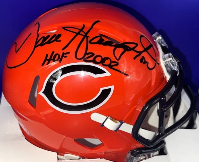 DAN HAMPTON CHICAGO BEARS JSA AUTHENTICATED SIGNED ORANGE ALT MINI HELMET