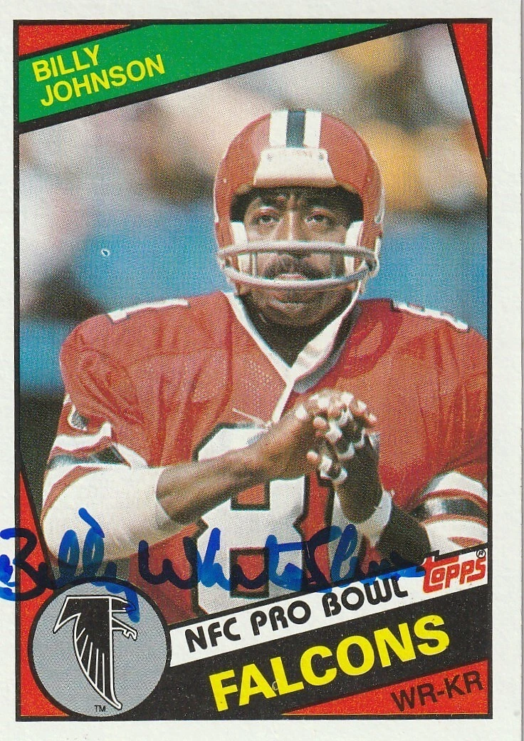 BILLY WHITESHOES JOHNSON ATLANTA FALCONS SIGNED 1984 TOPPS CARD #215