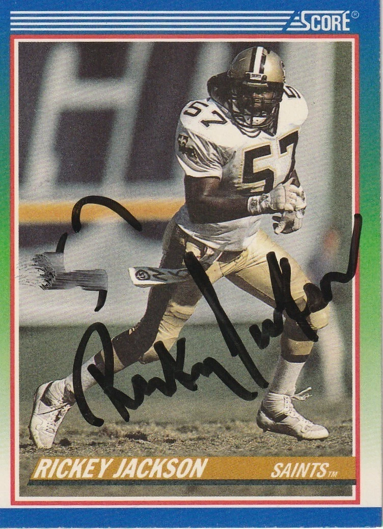 RICKEY JACKSON NEW ORLEANS SAINTS  SIGNED 1990 SCORE CARD #357