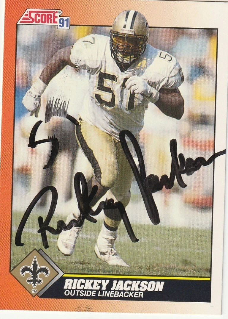 RICKEY JACKSON NEW ORLEANS SAINTS  SIGNED 1991 SCORE CARD #450