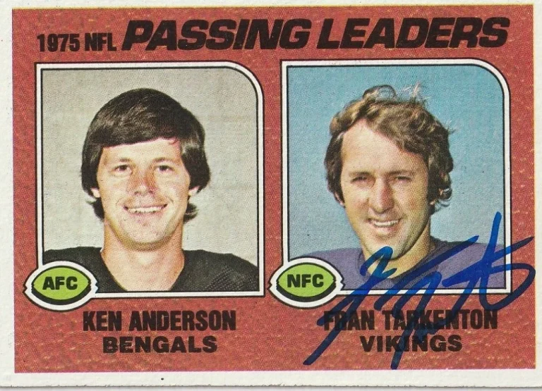 FRAN TARKENTON MINNESOTA VIKINGS  SIGNED 1976 TOPPS CARD #201