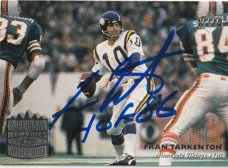 FRAN TARKENTON MINNESOTA VIKINGS  SIGNED 1997 UPPER DECK LEGENDS CARD #189