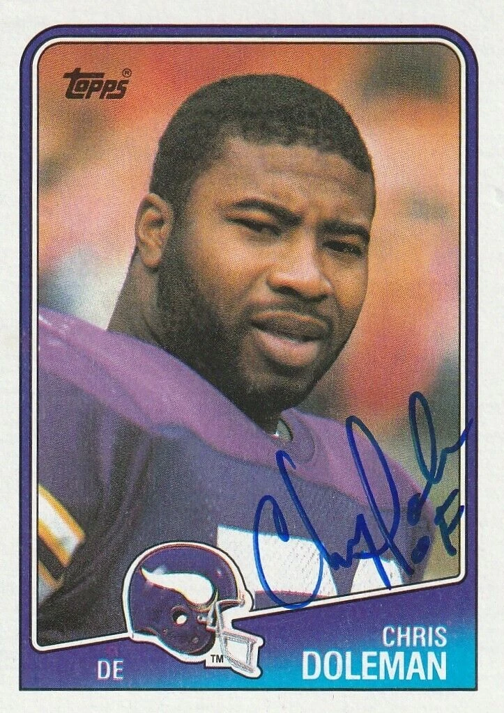CHRIS DOLEMAN MINNESOTA VIKINGS  SIGNED 1988 TOPPS ROOKIE CARD #157