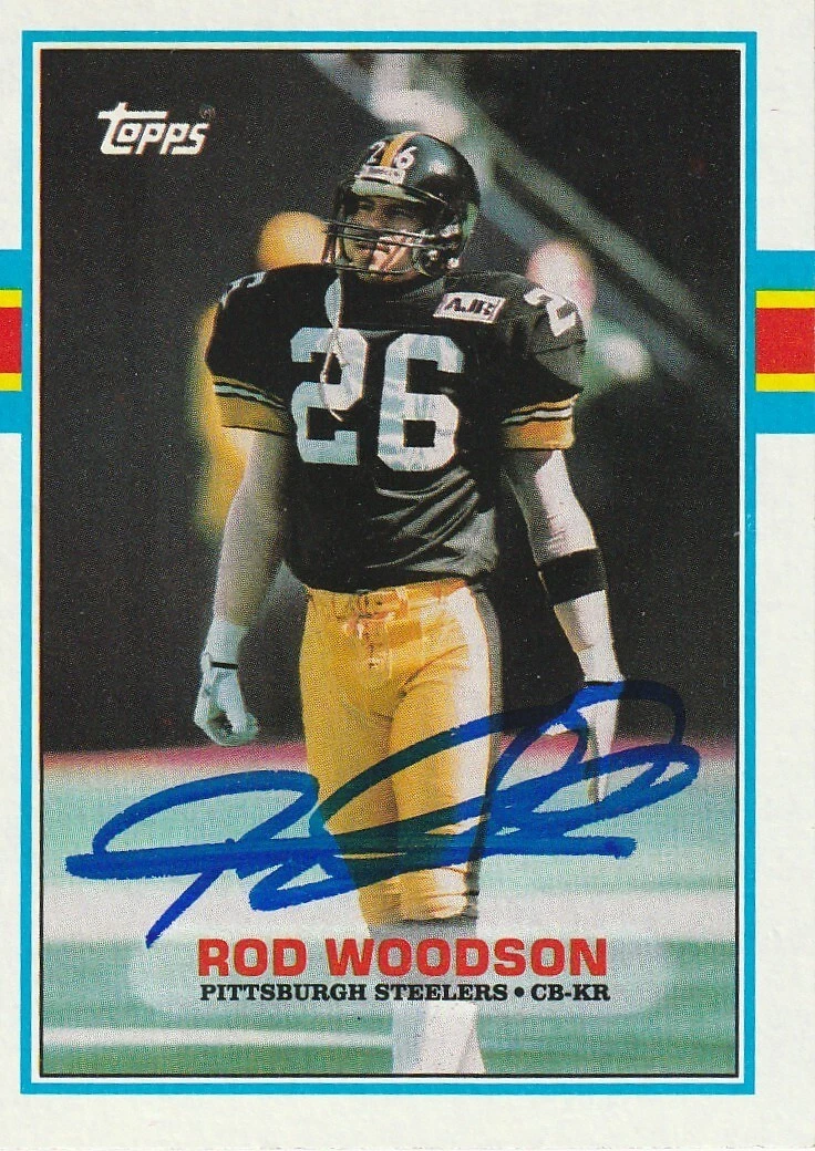 ROD WOODSON PITTSBURGH STEELERS  SIGNED 1989 TOPPS ROOKIE CARD #323
