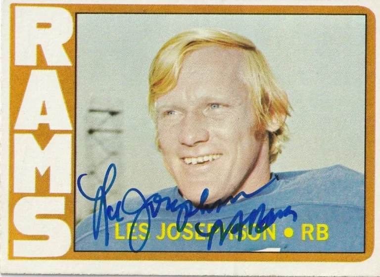 LES JOSEPHSON LOS ANGELES RAMS  SIGNED 1972 TOPPS CARD #247